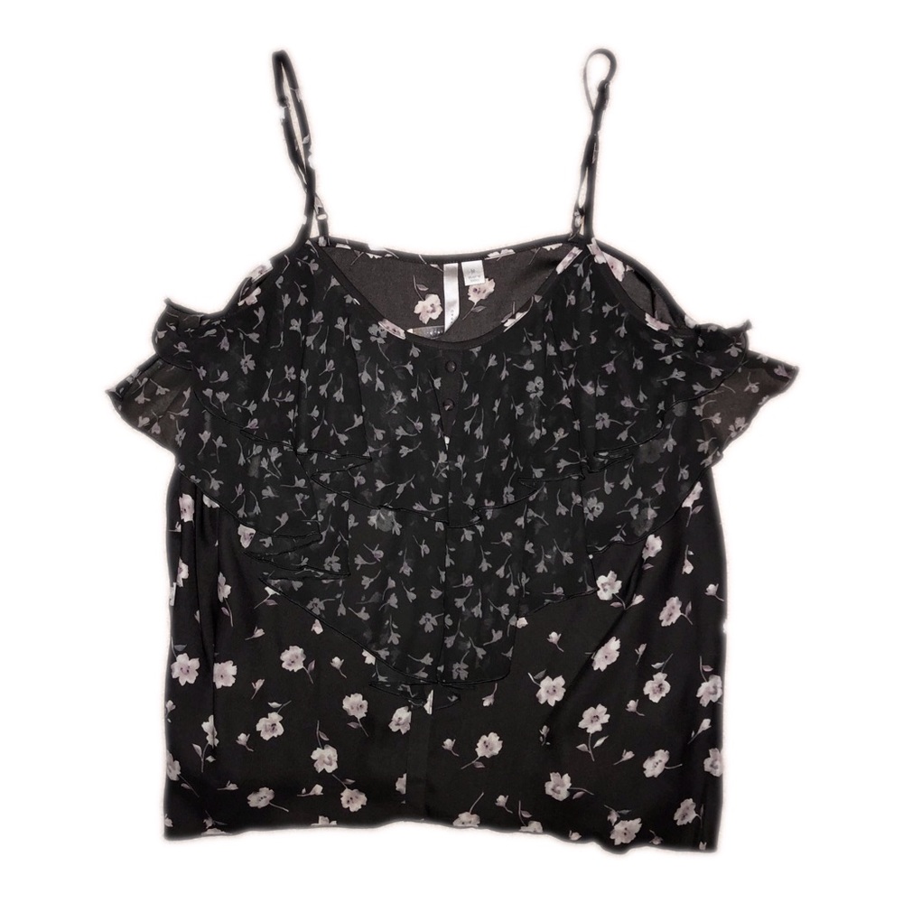 LC Lauren Conrad Ruffled Front Tank